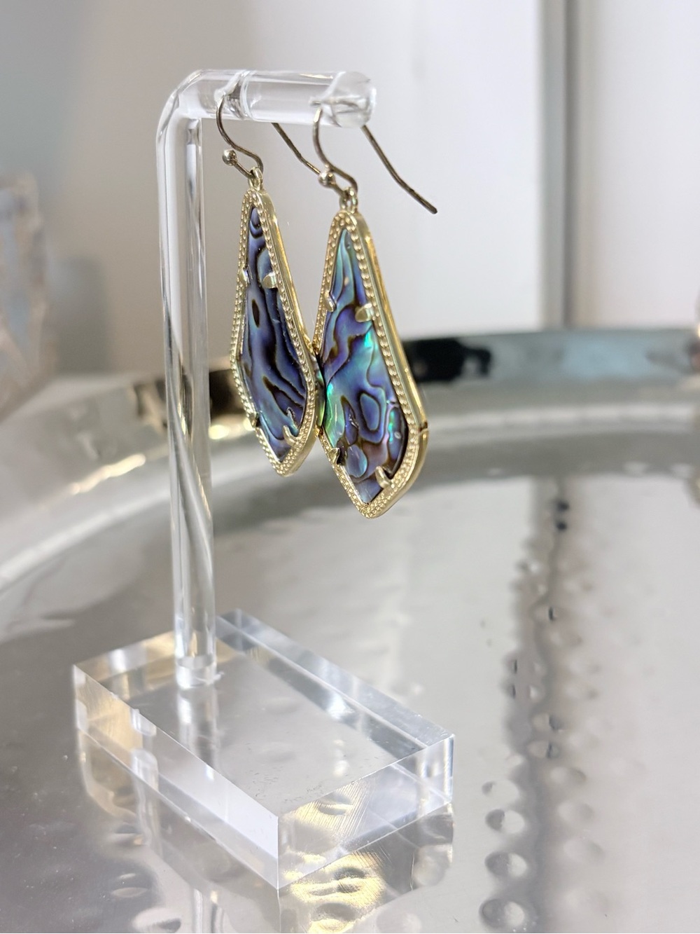 Kendra Scott Iridescent Abalone Teardrop Earrings - Blue Green - Picture 4 of 4